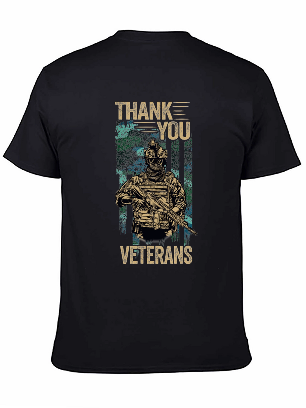 Thank You Veterans Graphic T-Shirt - Black