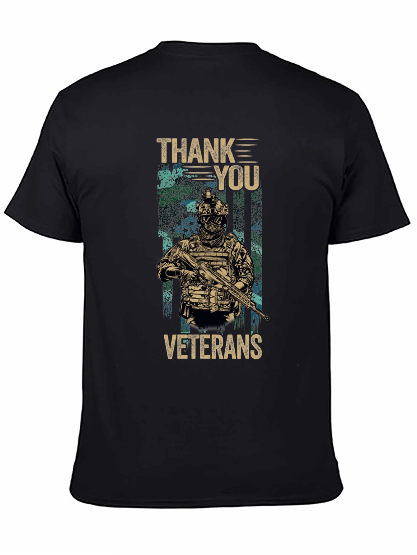 Thank You Veterans Graphic T-Shirt - Black