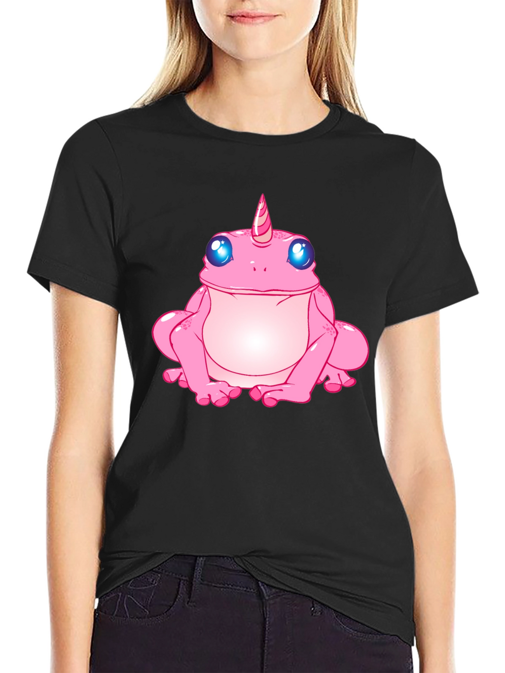 Unicorn Frog Graphic T-Shirt - Black