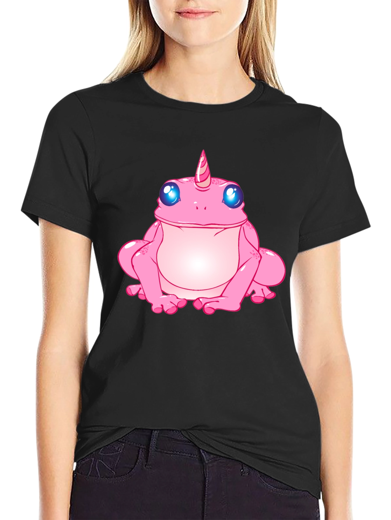 Unicorn Frog Graphic T-Shirt - Black