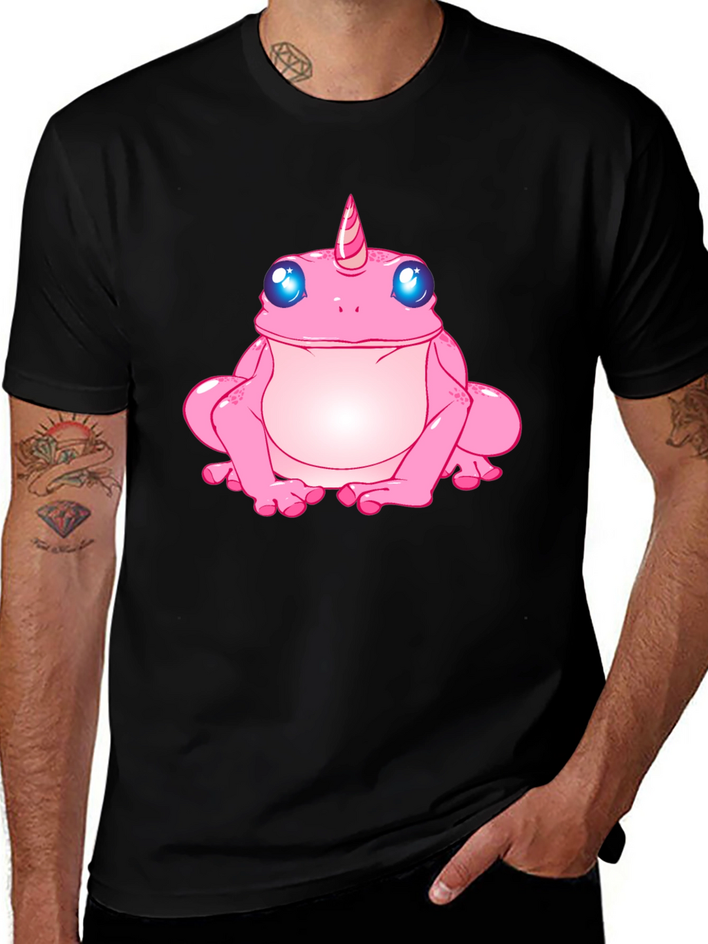 Unicorn Frog Graphic T-Shirt - Black
