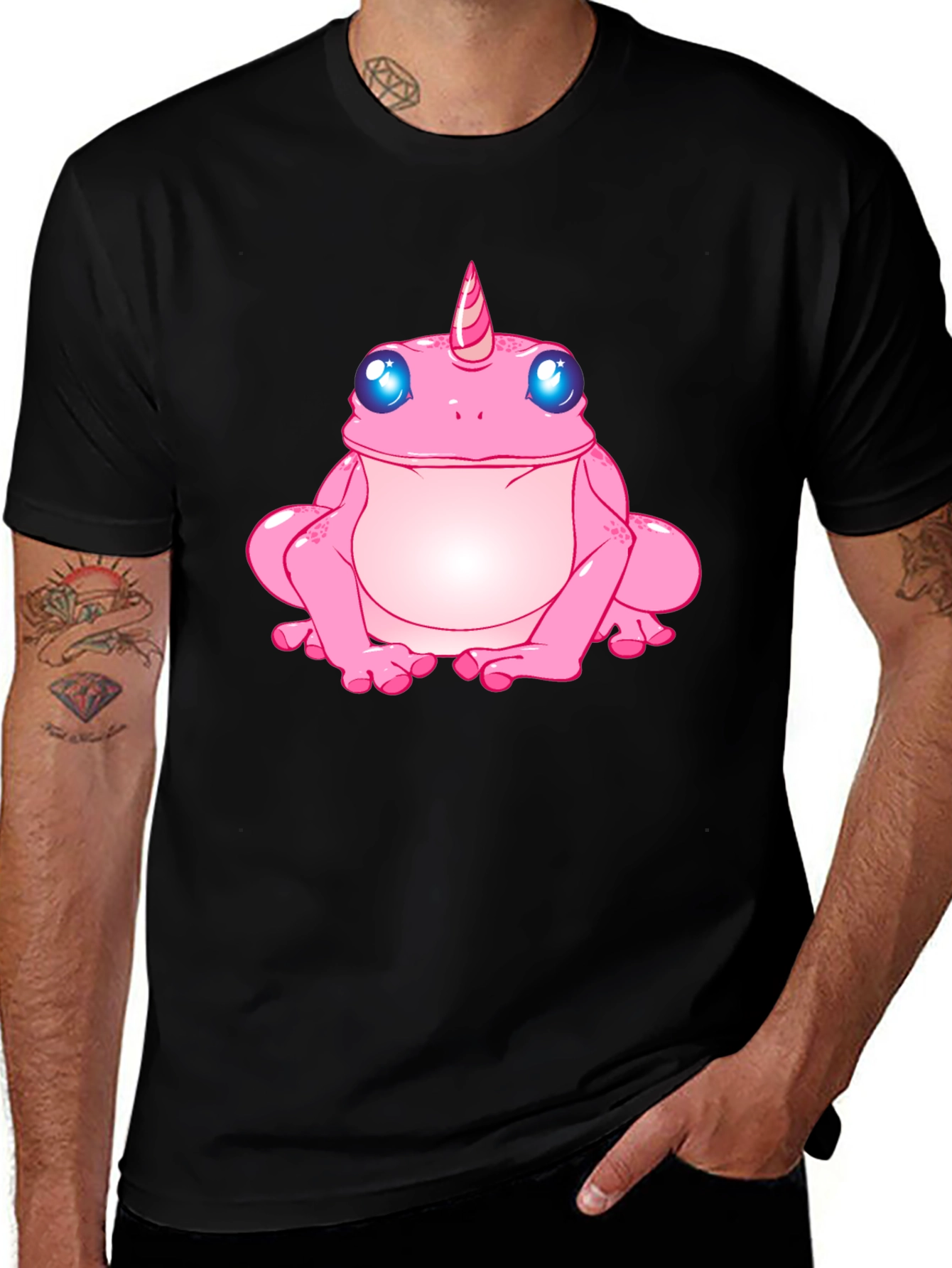 Unicorn Frog Graphic T-Shirt - Black