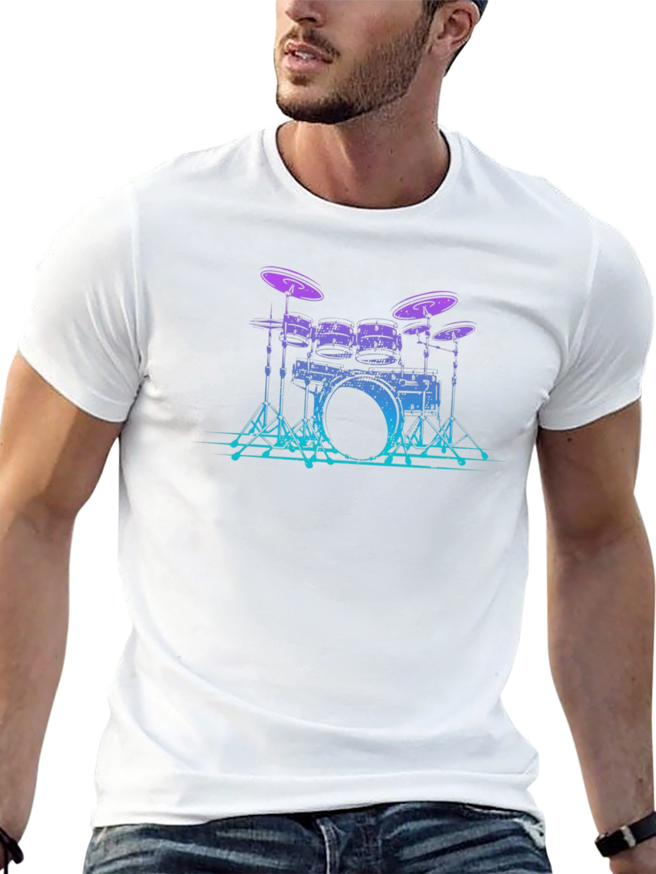Drum Set Graphic Tee - Cool Musician Style