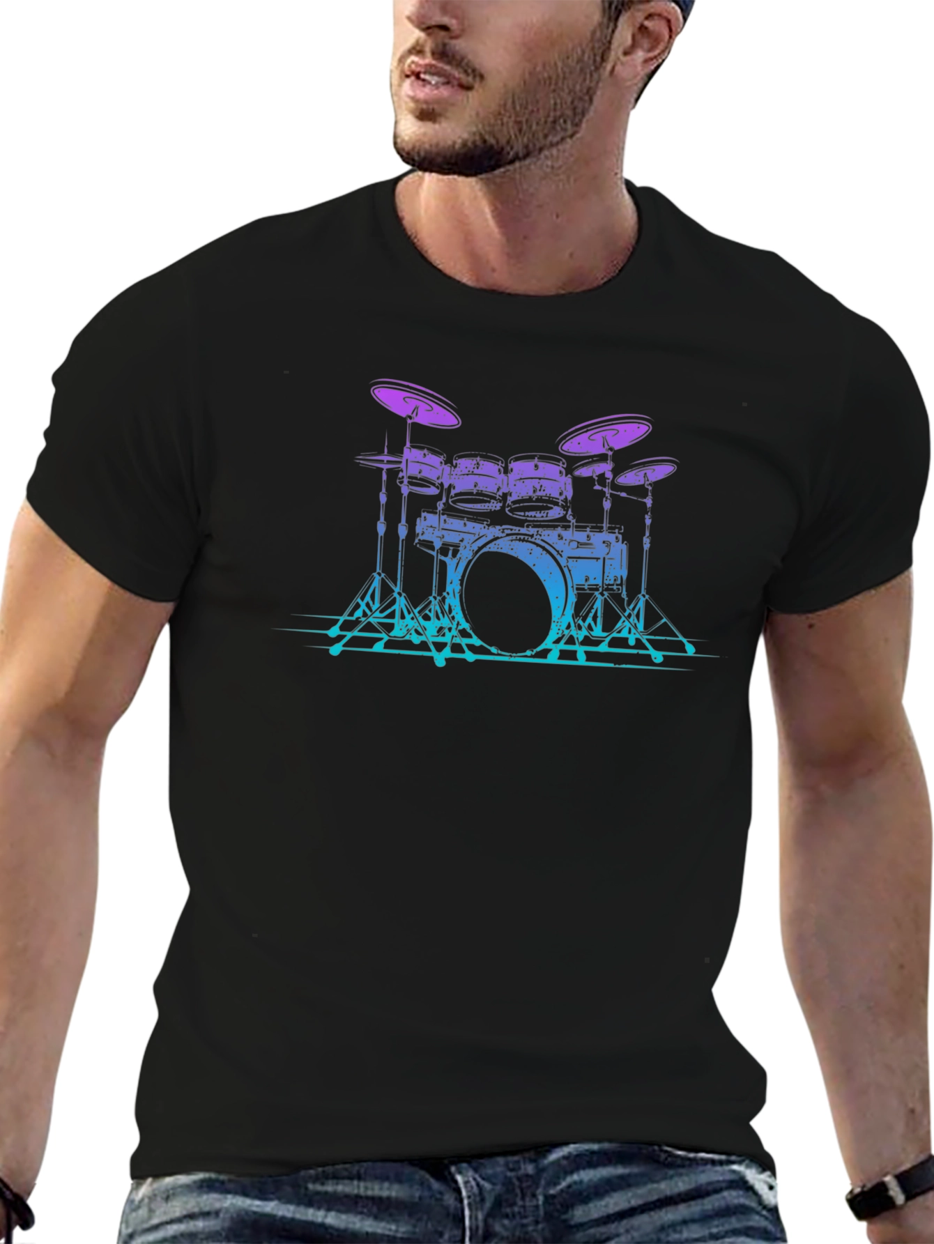 Drum Set Graphic Tee - Cool Musician Style