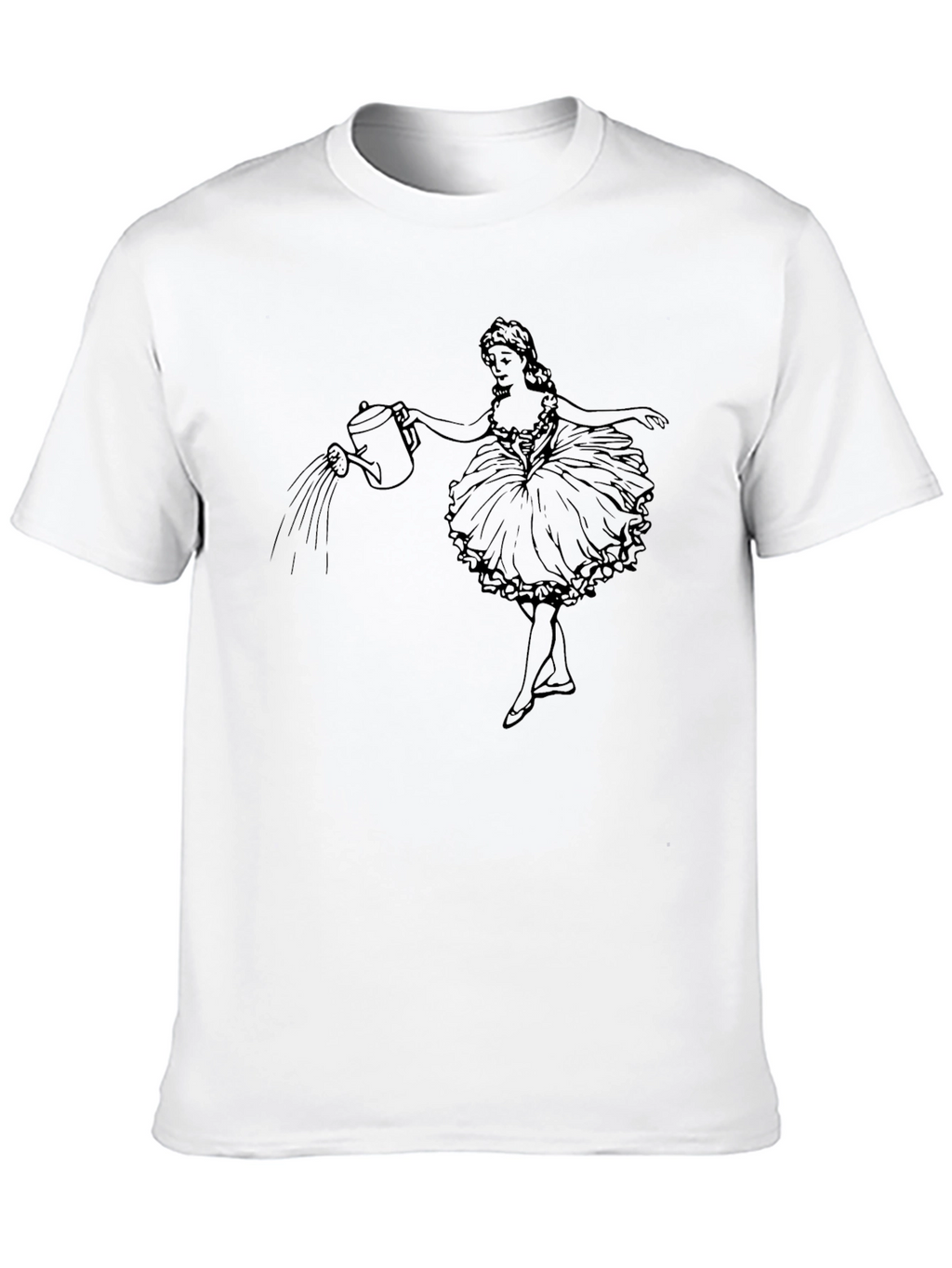 Black Graphic Tee - Ballerina Watering Flowers