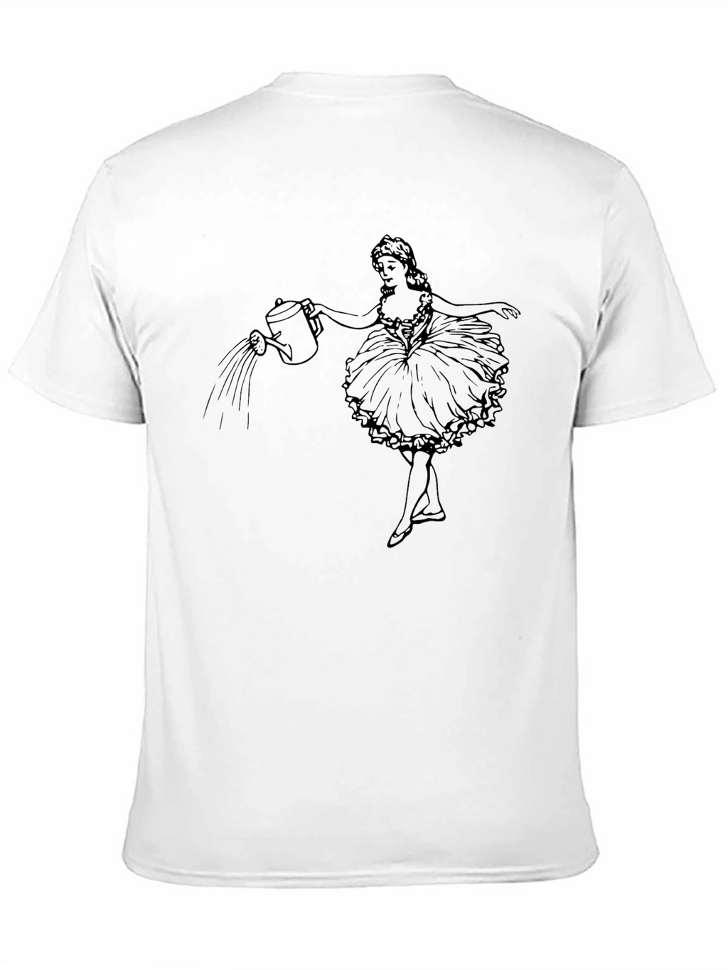 Black Graphic Tee - Ballerina Watering Flowers