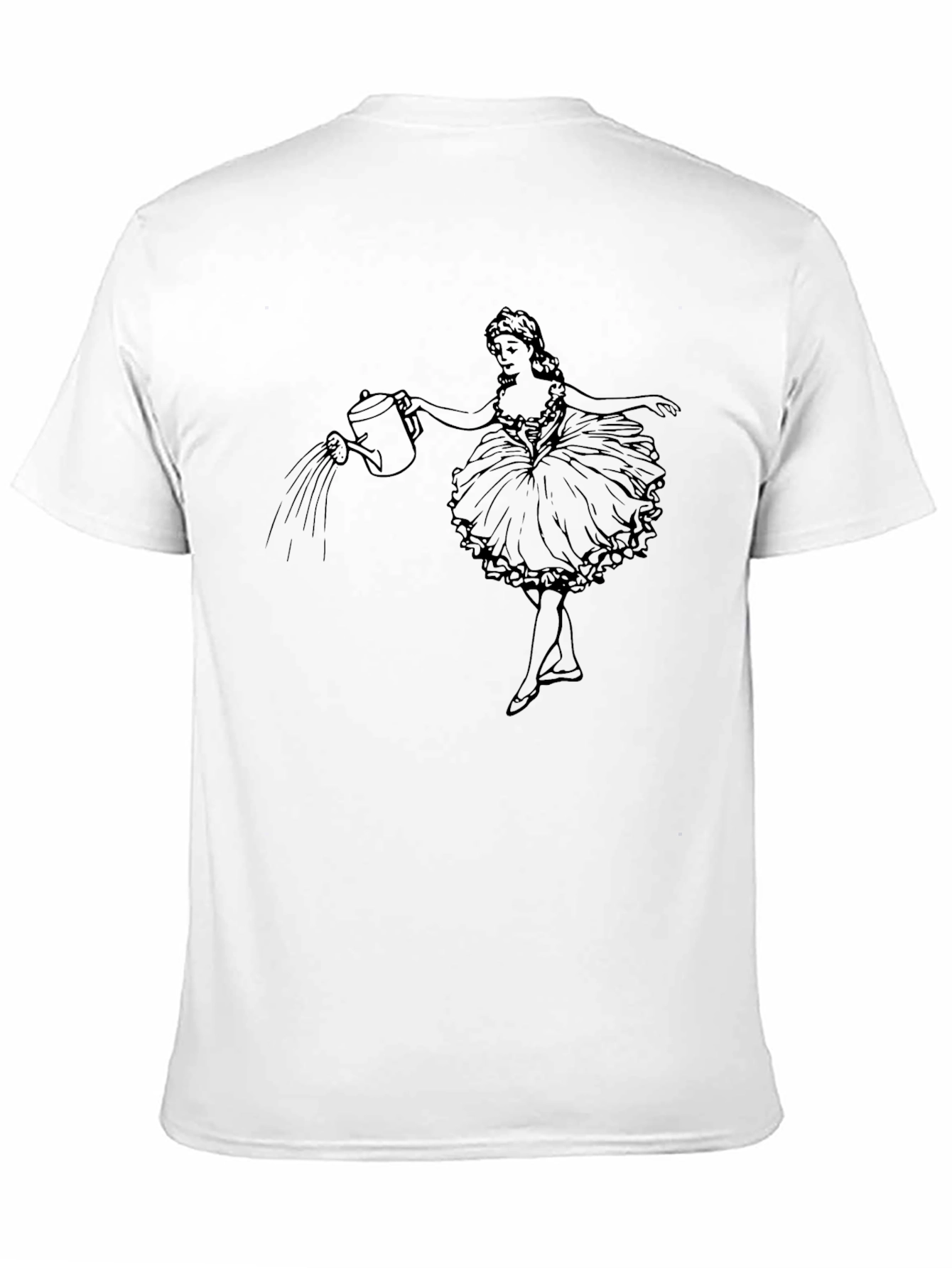 Black Graphic Tee - Ballerina Watering Flowers