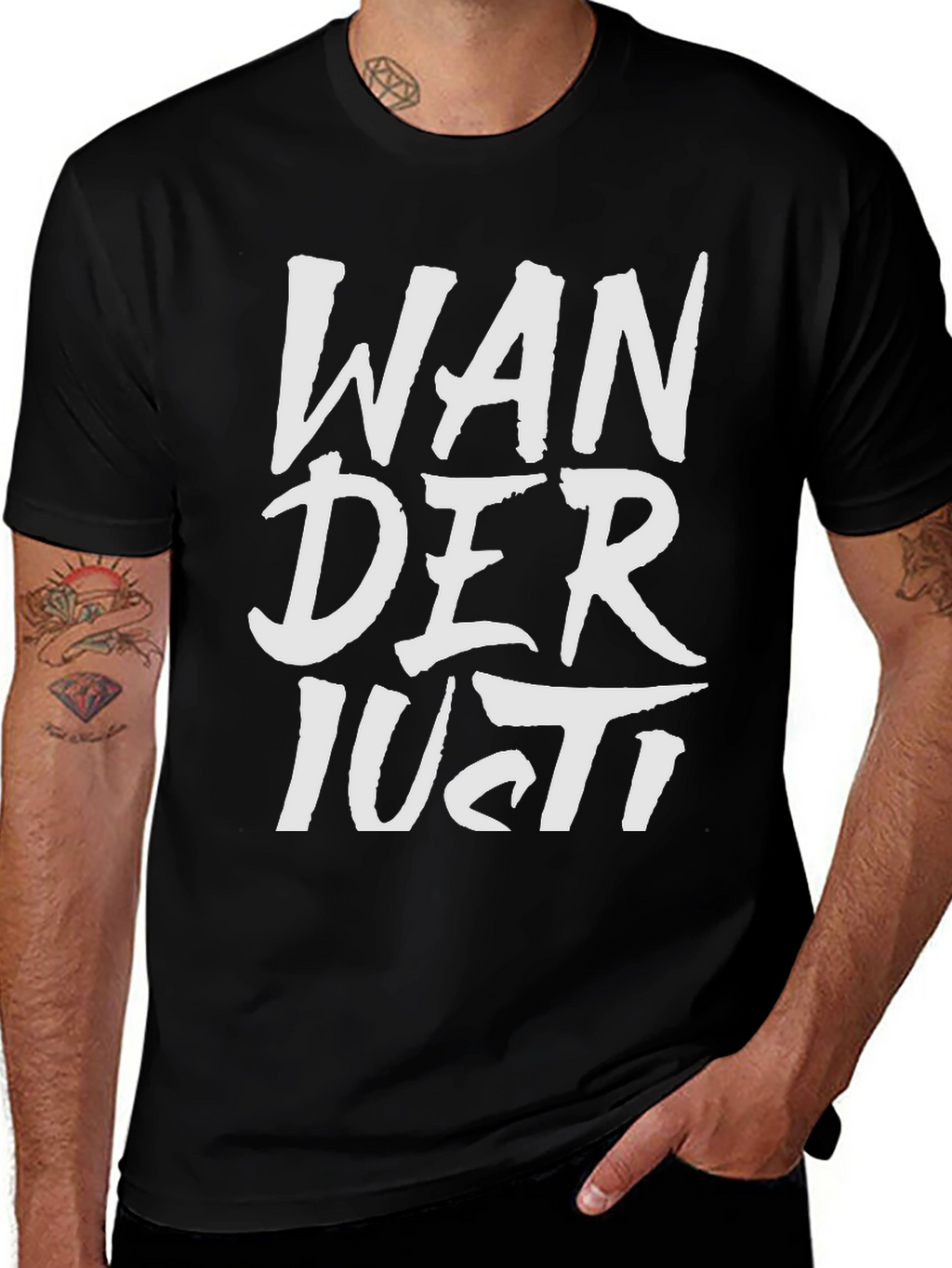 Wanderlust Graphic Tee - Black Cotton T-Shirt