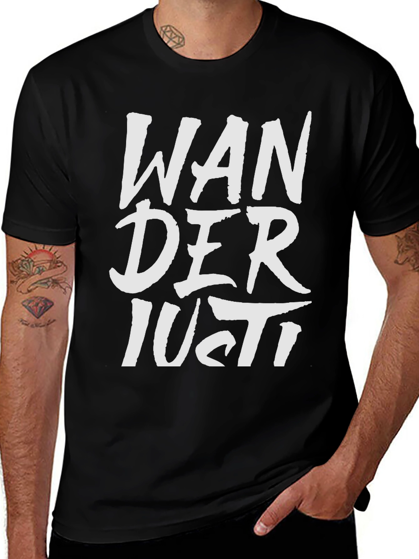 Wanderlust Graphic Tee - Black Cotton T-Shirt