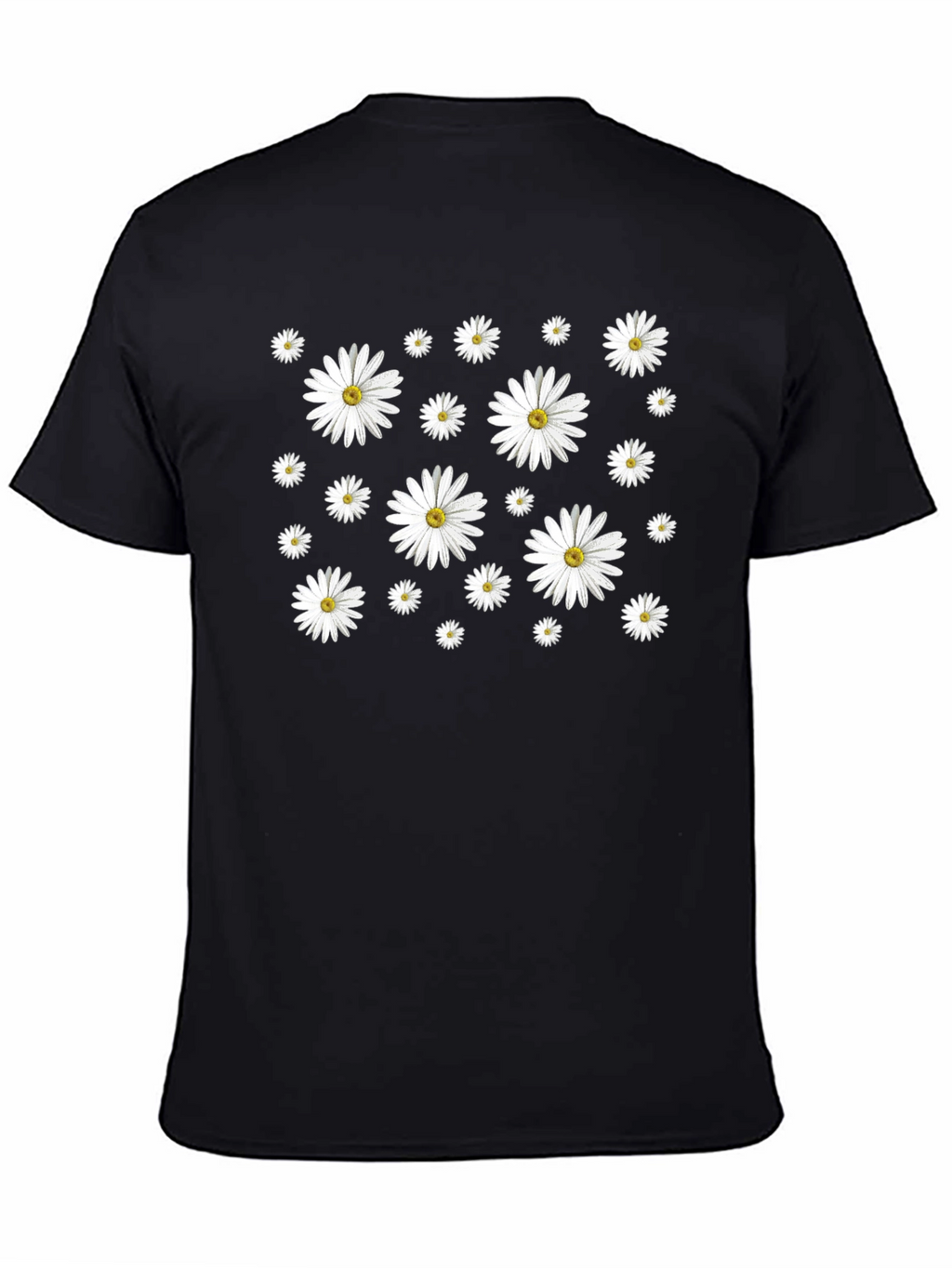 Daisy Pattern Black T-Shirt