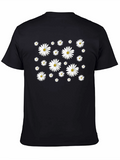 Daisy Pattern Black T-Shirt