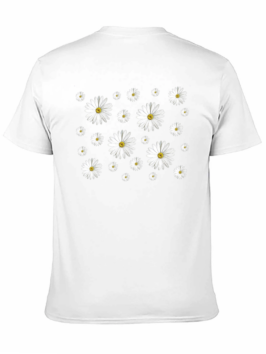 Daisy Pattern Black T-Shirt