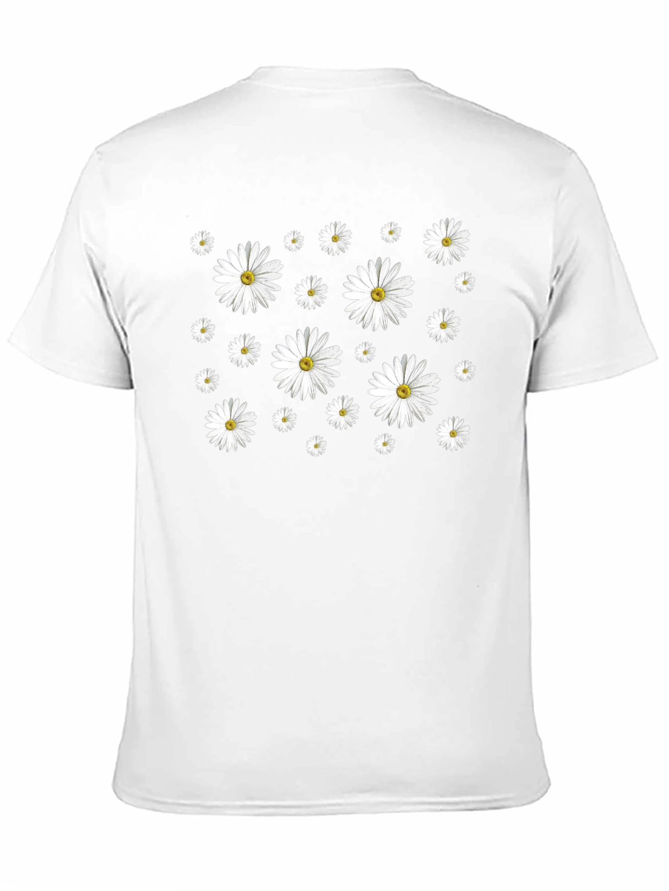 Daisy Pattern Black T-Shirt