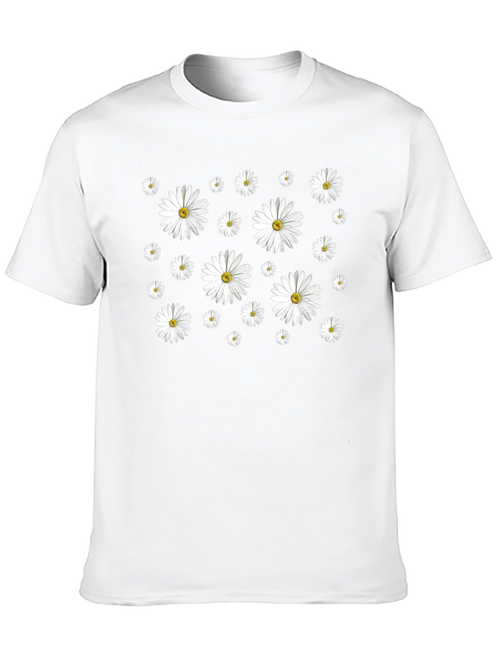 Daisy Pattern Black T-Shirt
