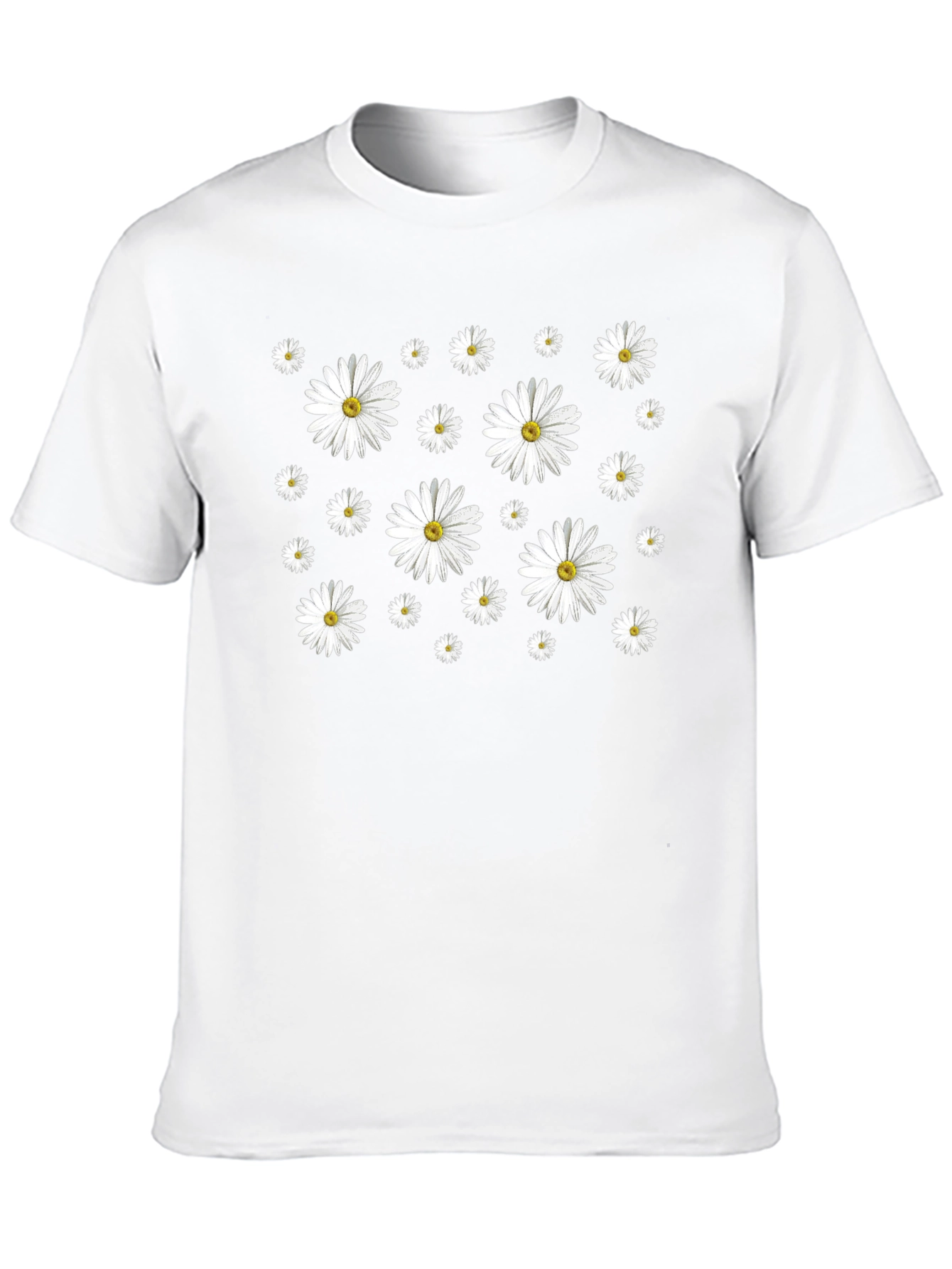 Daisy Pattern Black T-Shirt