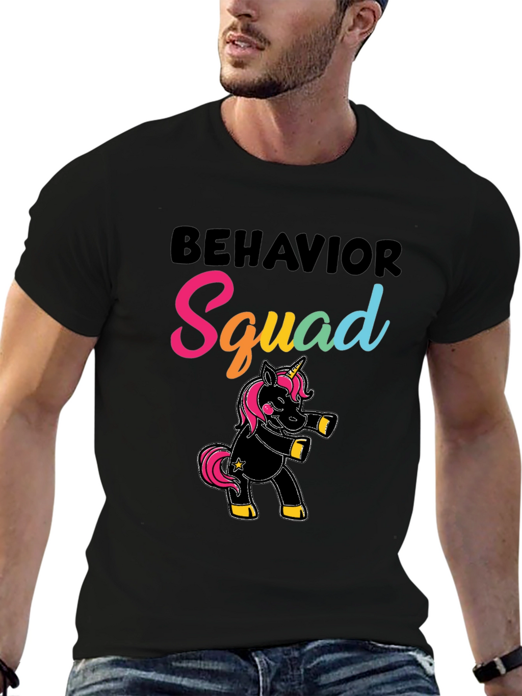 Behavior Squad Unicorn Black T-Shirt