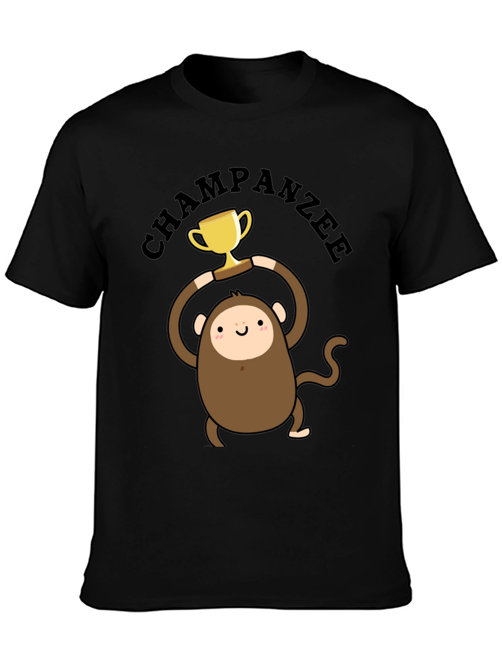 Chimpanzee Champion Graphic Tee - Black Cotton T-Shirt