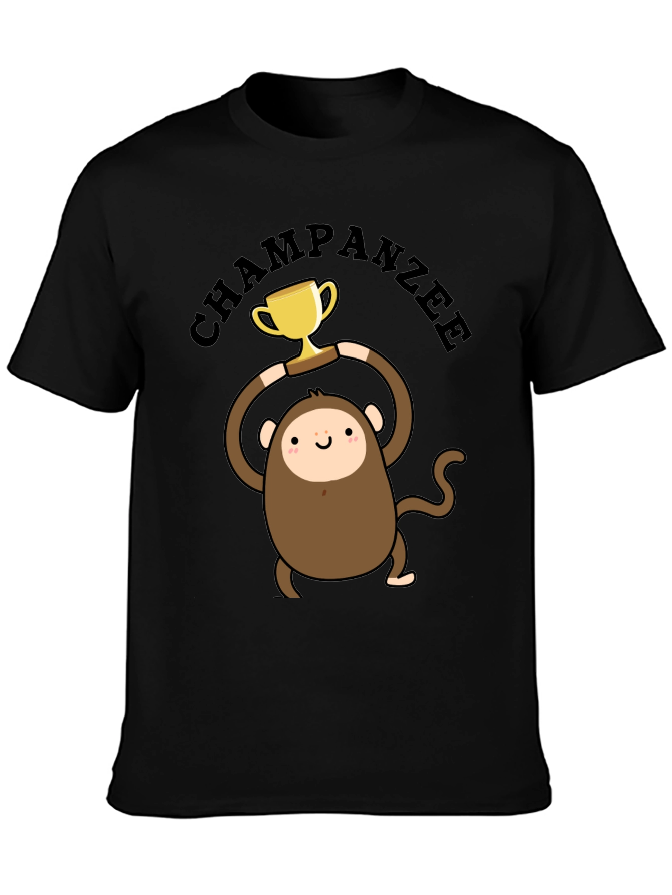 Chimpanzee Champion Graphic Tee - Black Cotton T-Shirt