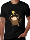 Chimpanzee Champion Graphic Tee - Black Cotton T-Shirt