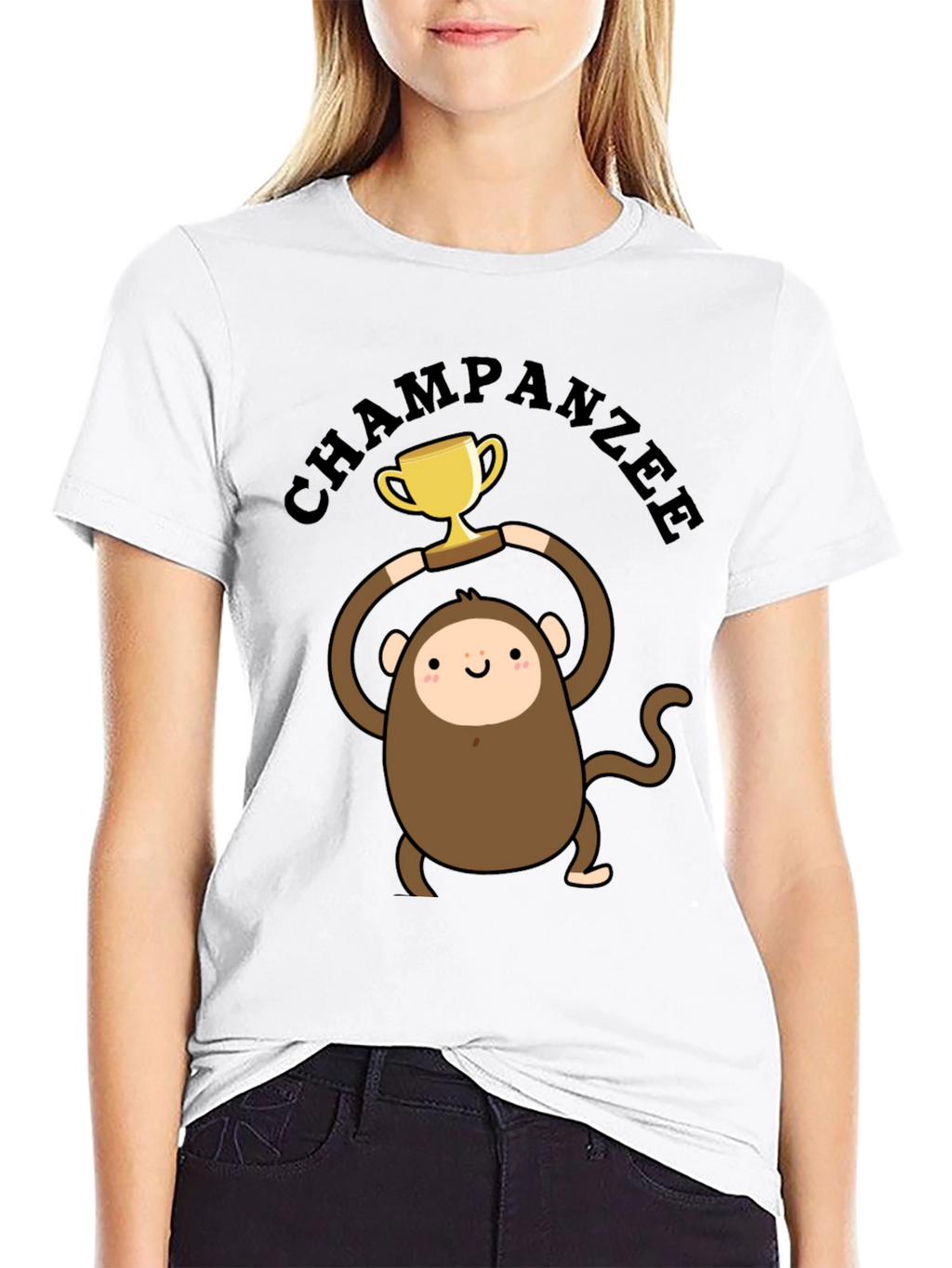 Chimpanzee Champion Graphic Tee - Black Cotton T-Shirt