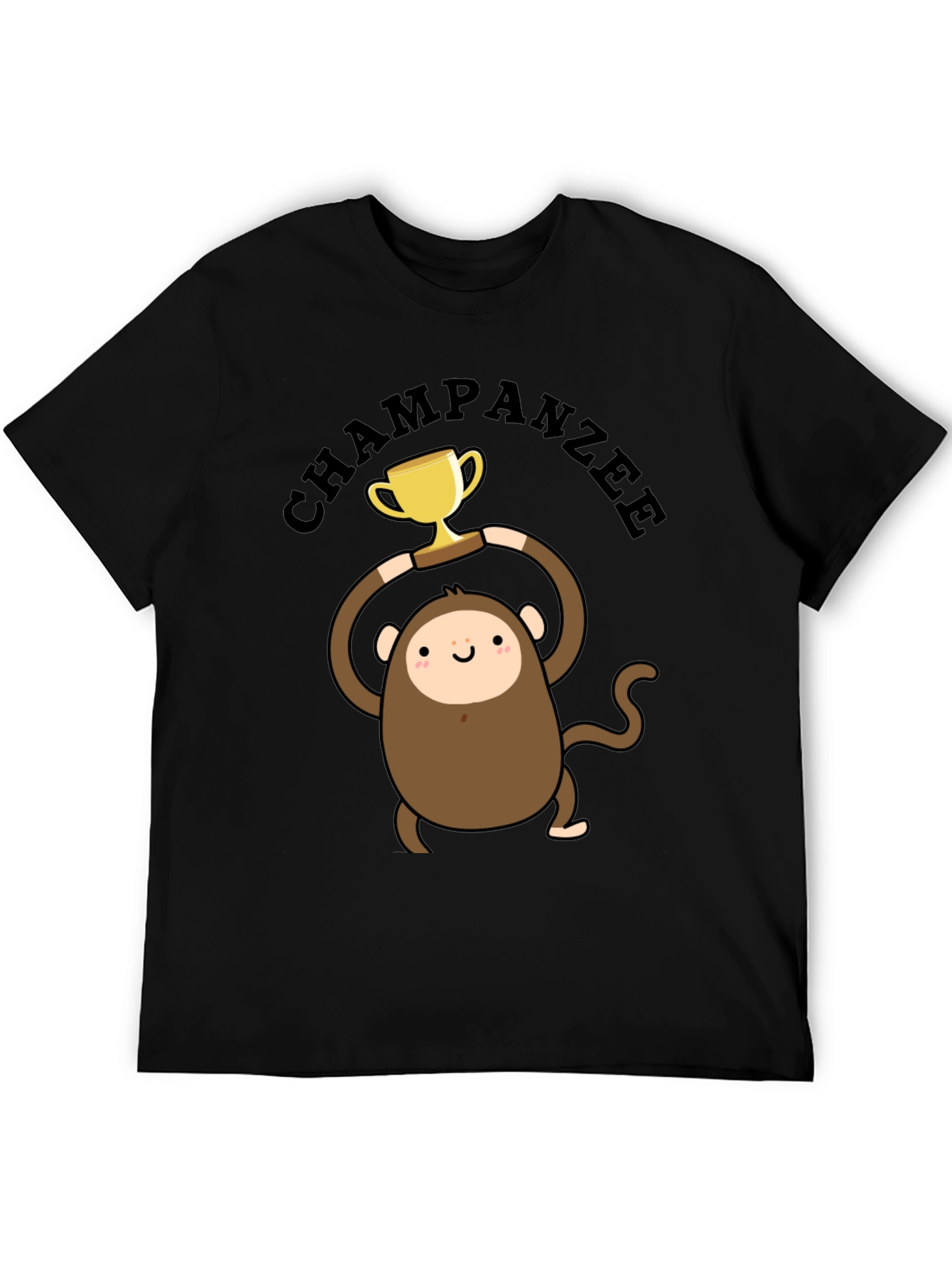 Chimpanzee Champion Graphic Tee - Black Cotton T-Shirt