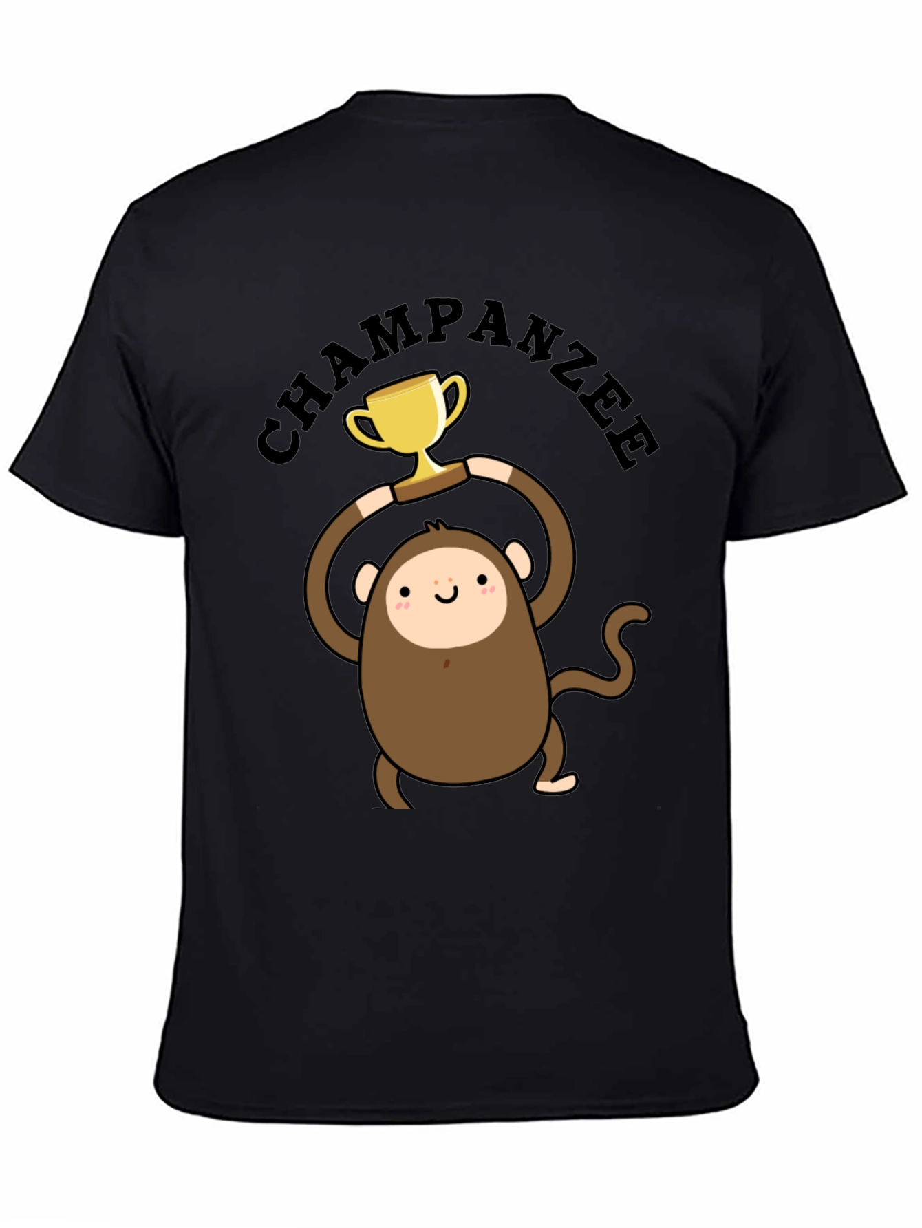 Chimpanzee Champion Graphic Tee - Black Cotton T-Shirt