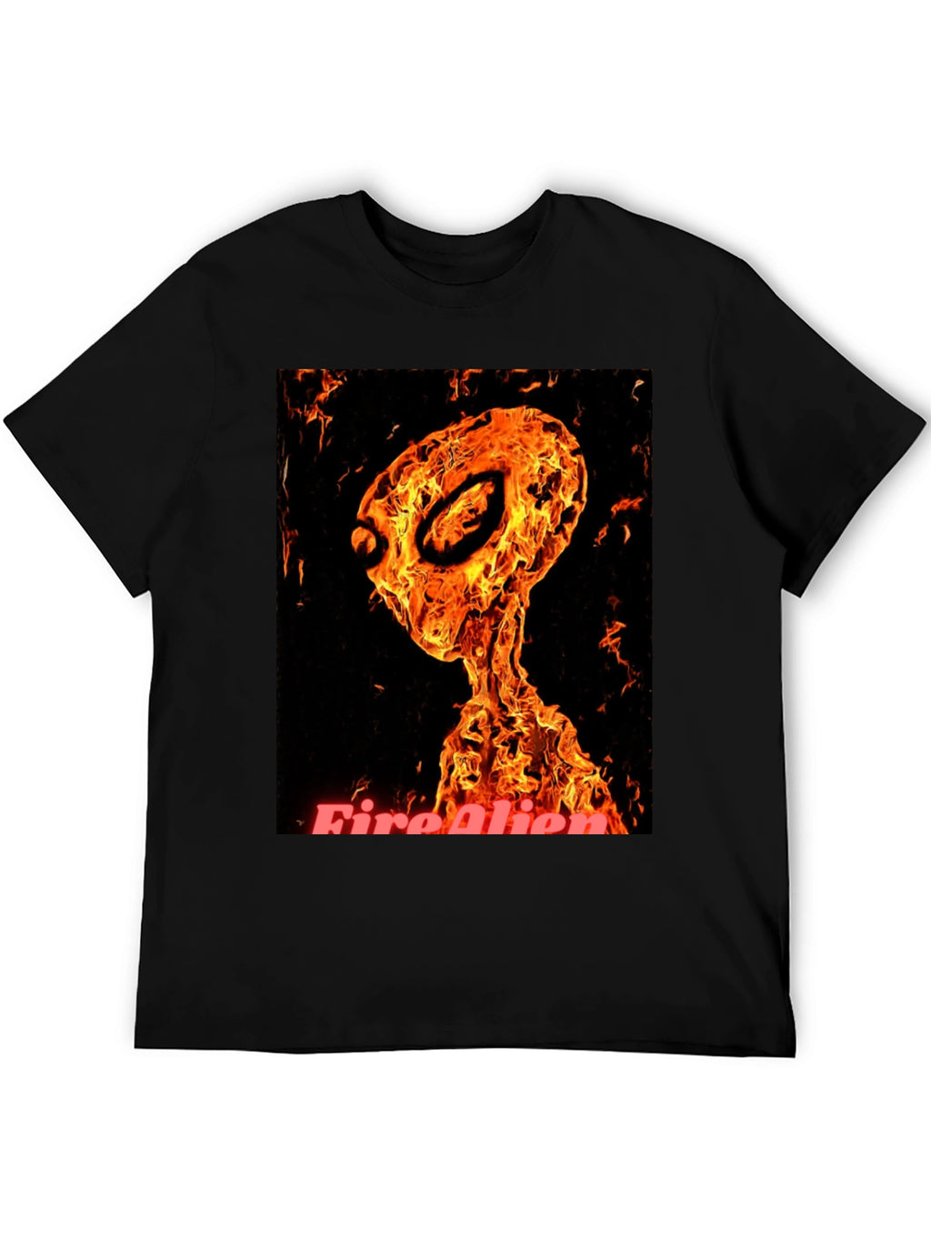 Fiery Alien Graphic T-Shirt - Black