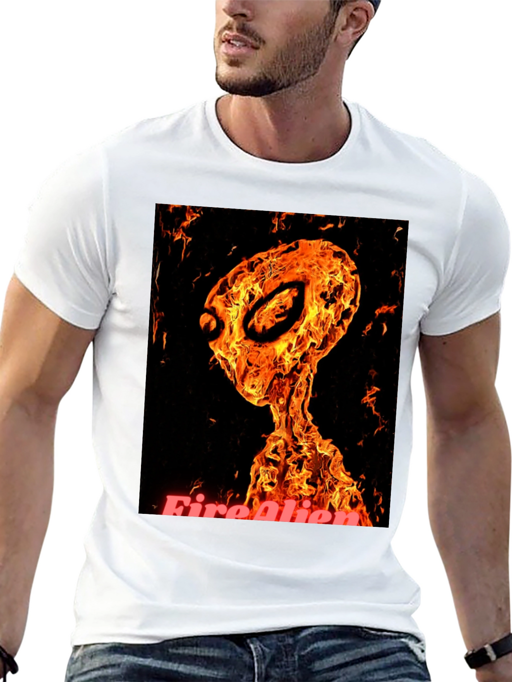 Fiery Alien Graphic T-Shirt - Black