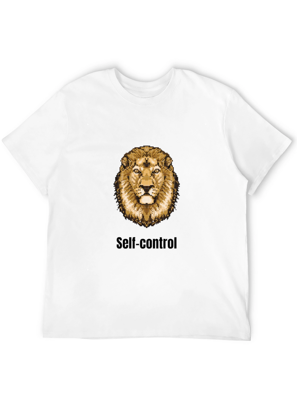 Lion Pixel Art Self-Control Black T-Shirt