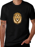 Lion Pixel Art Self-Control Black T-Shirt