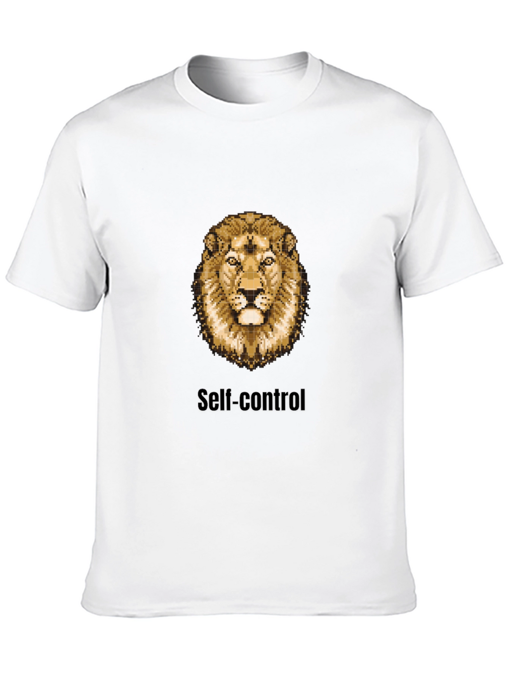 Lion Pixel Art Self-Control Black T-Shirt