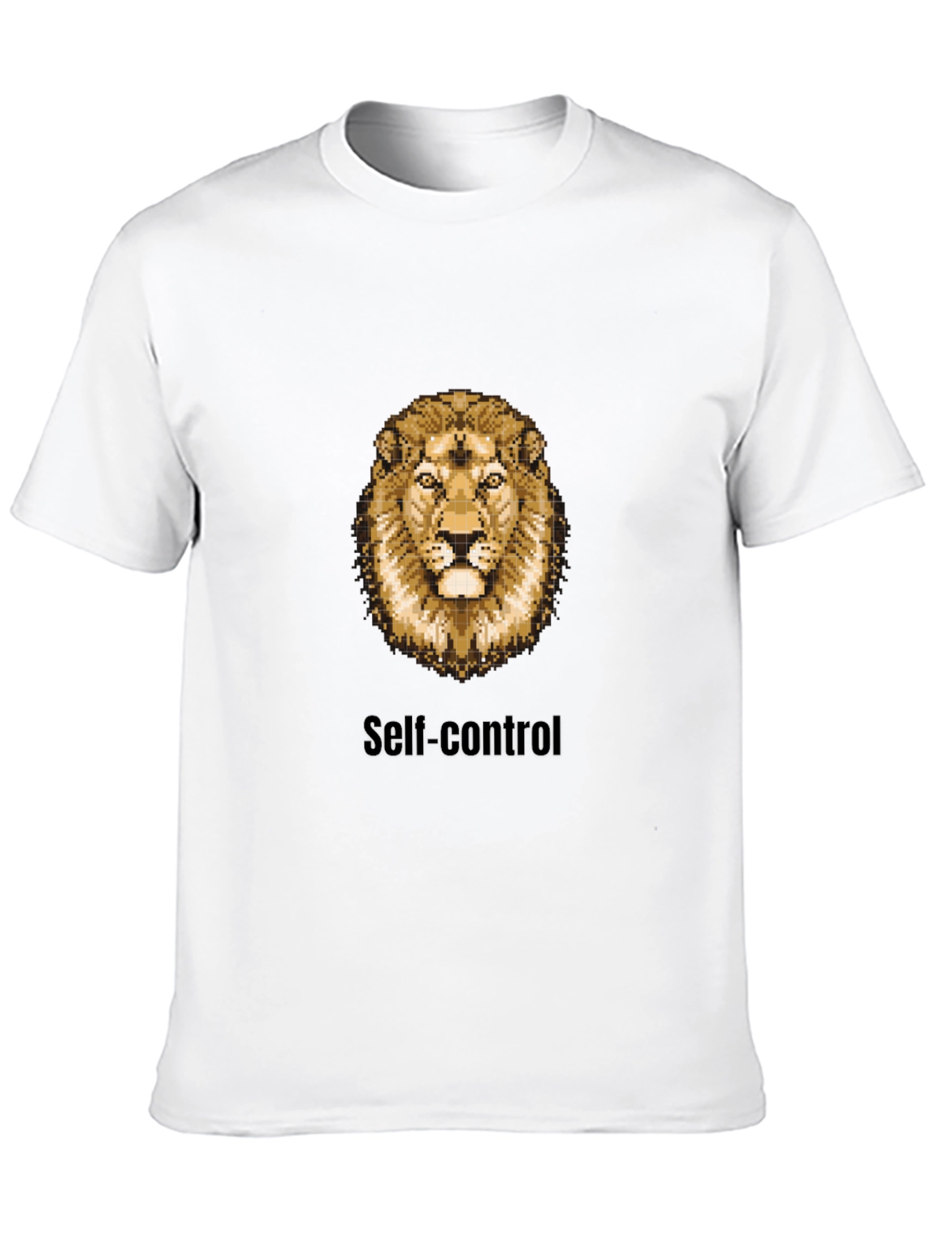 Lion Pixel Art Self-Control Black T-Shirt