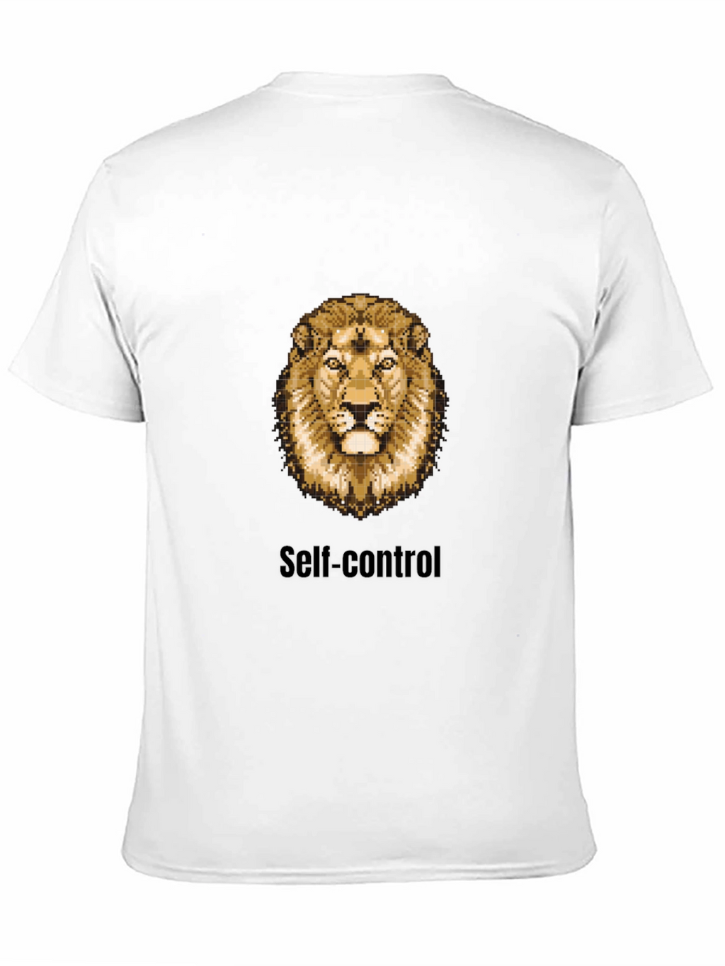 Lion Pixel Art Self-Control Black T-Shirt