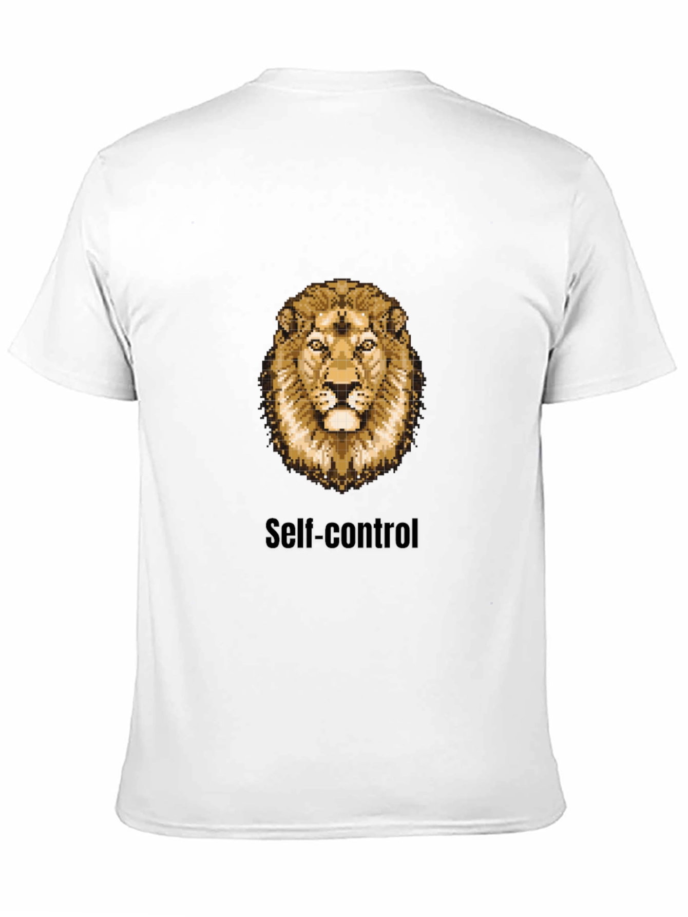 Lion Pixel Art Self-Control Black T-Shirt