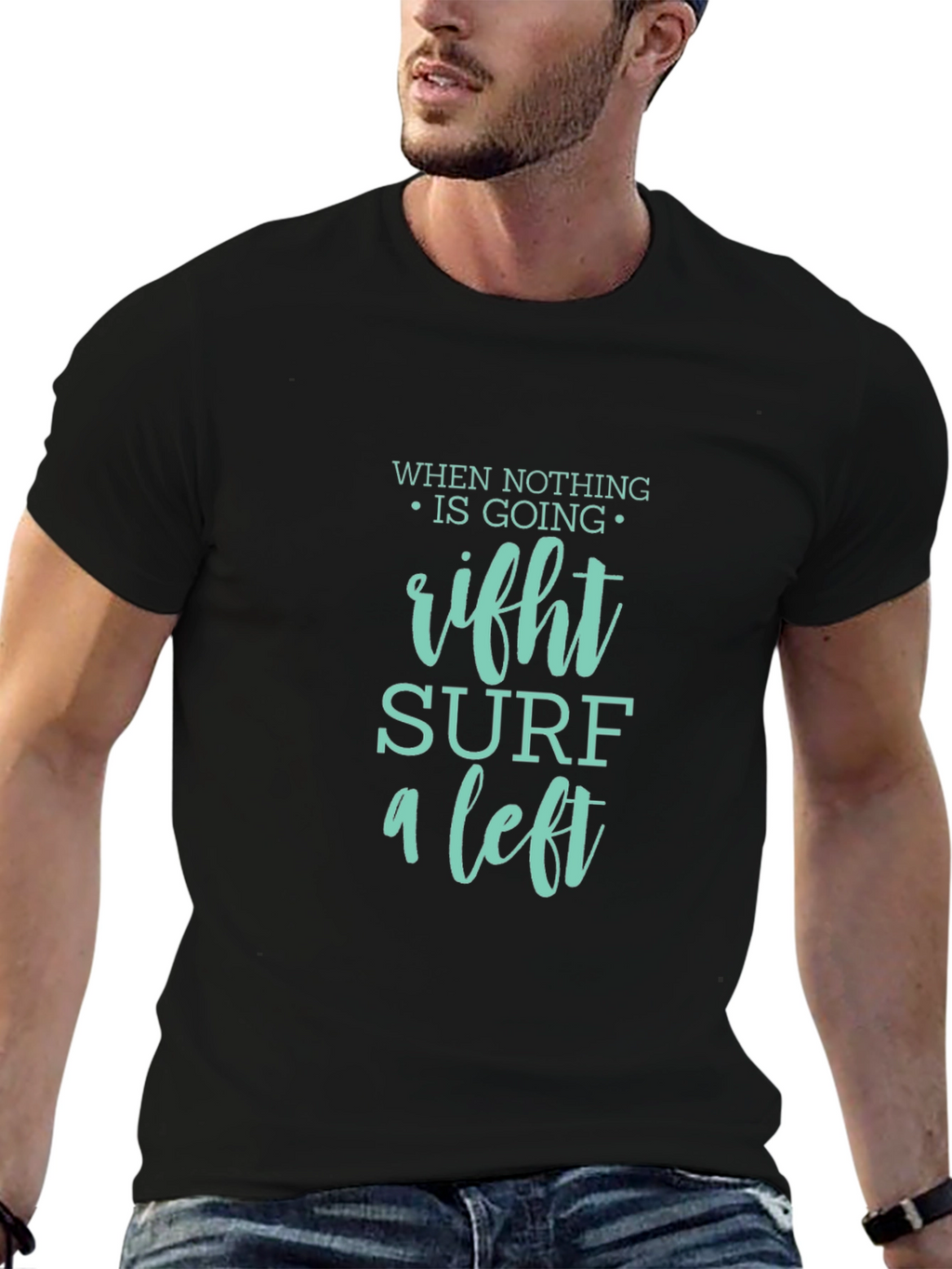 Surf a Left Black Graphic Tee