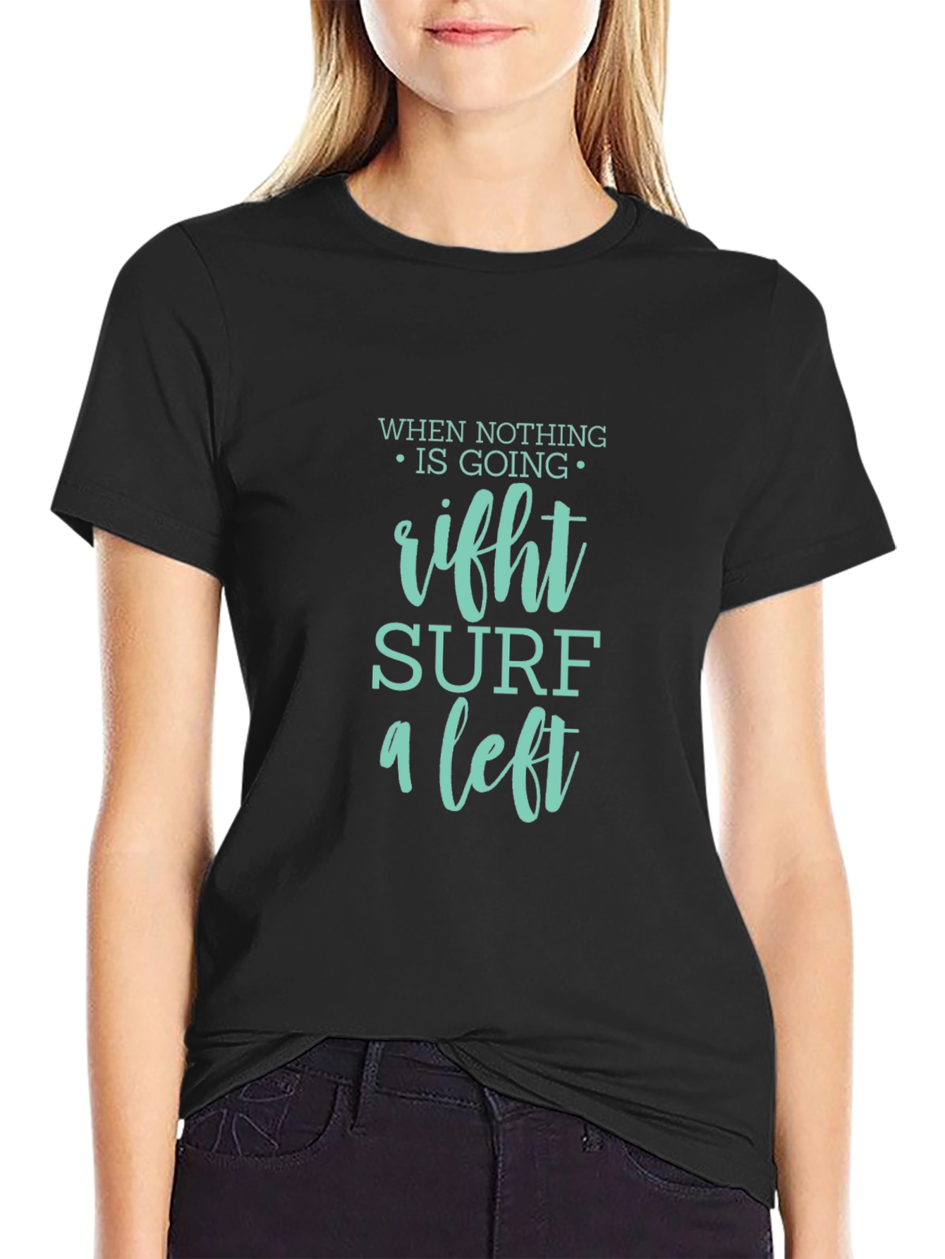 Surf a Left Black Graphic Tee