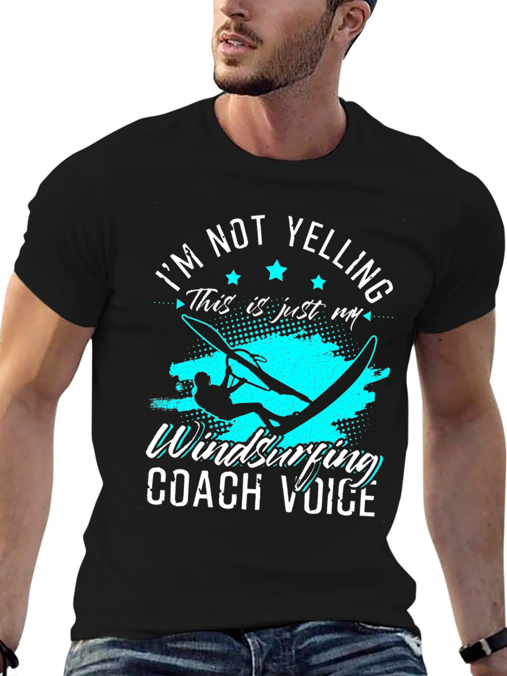 Im Not Yelling Windsurfing Coach Voice Graphic Tee