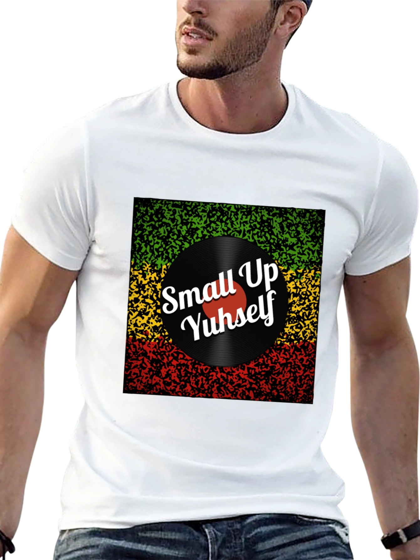Rasta Vinyl T-Shirt - Small Up Yuhself