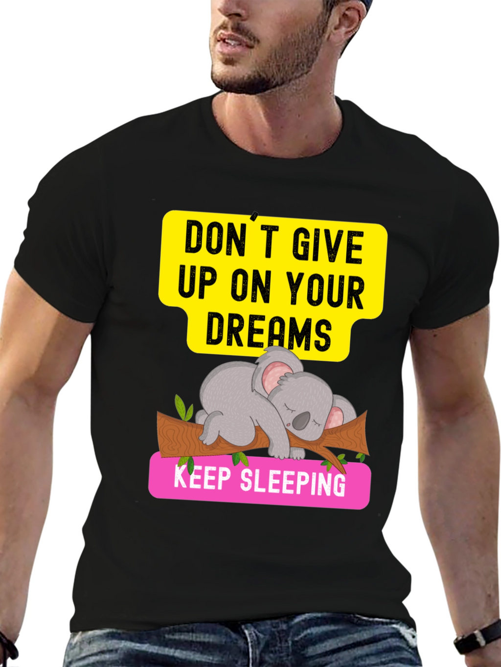 Dreaming Koala Graphic Tee - Sleepy Animal T-Shirt