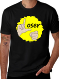 Funny Loser Hand Gesture Graphic Tee - Black