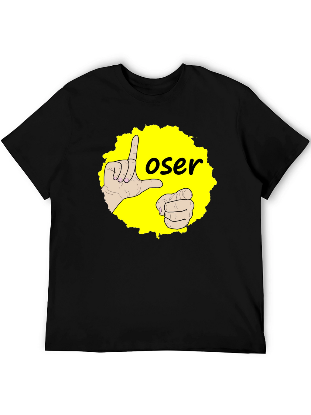 Funny Loser Hand Gesture Graphic Tee - Black