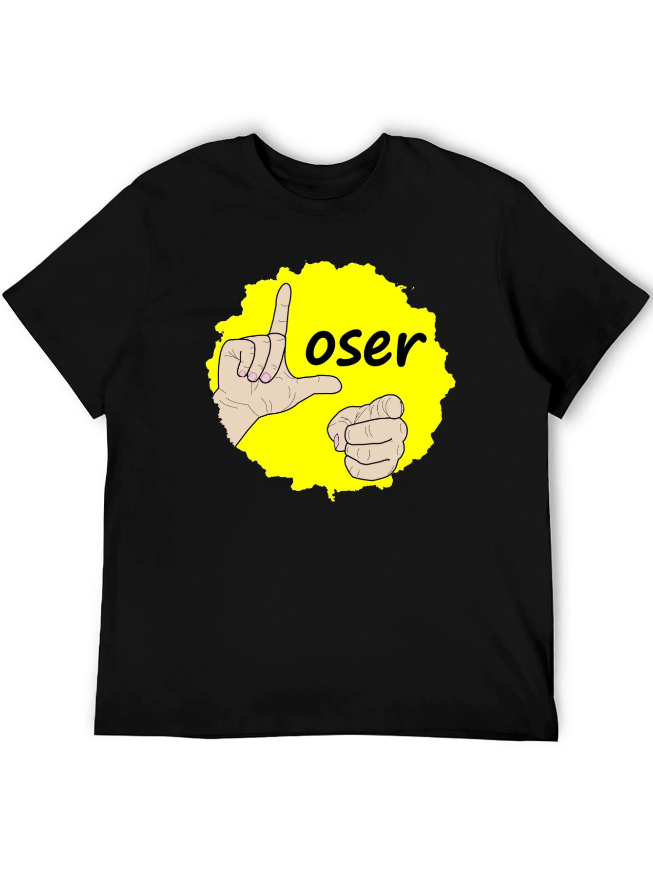Funny Loser Hand Gesture Graphic Tee - Black