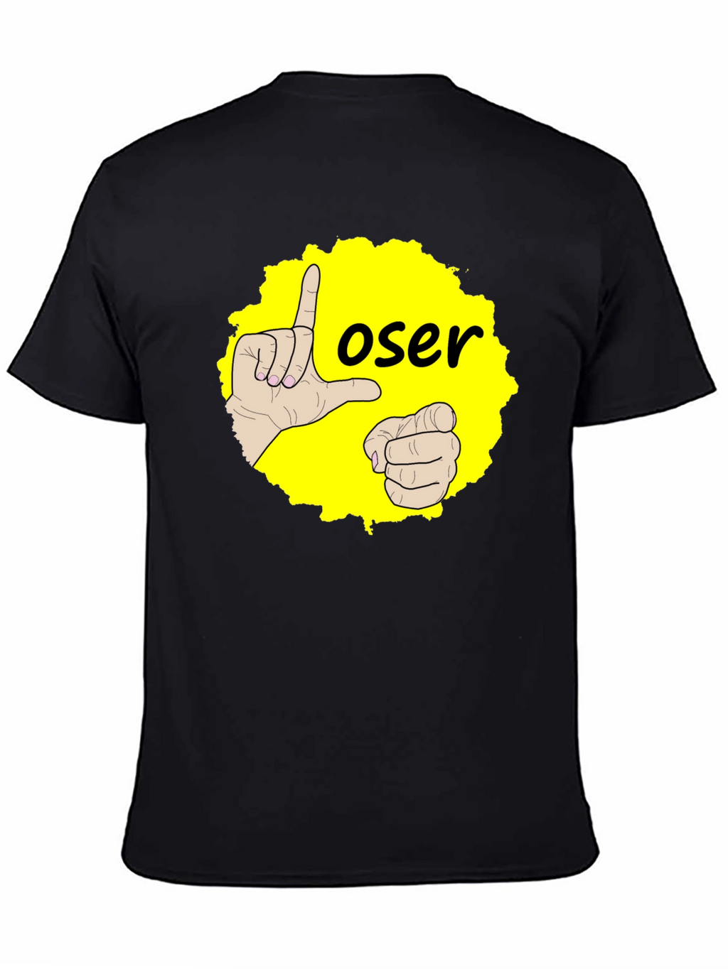 Funny Loser Hand Gesture Graphic Tee - Black
