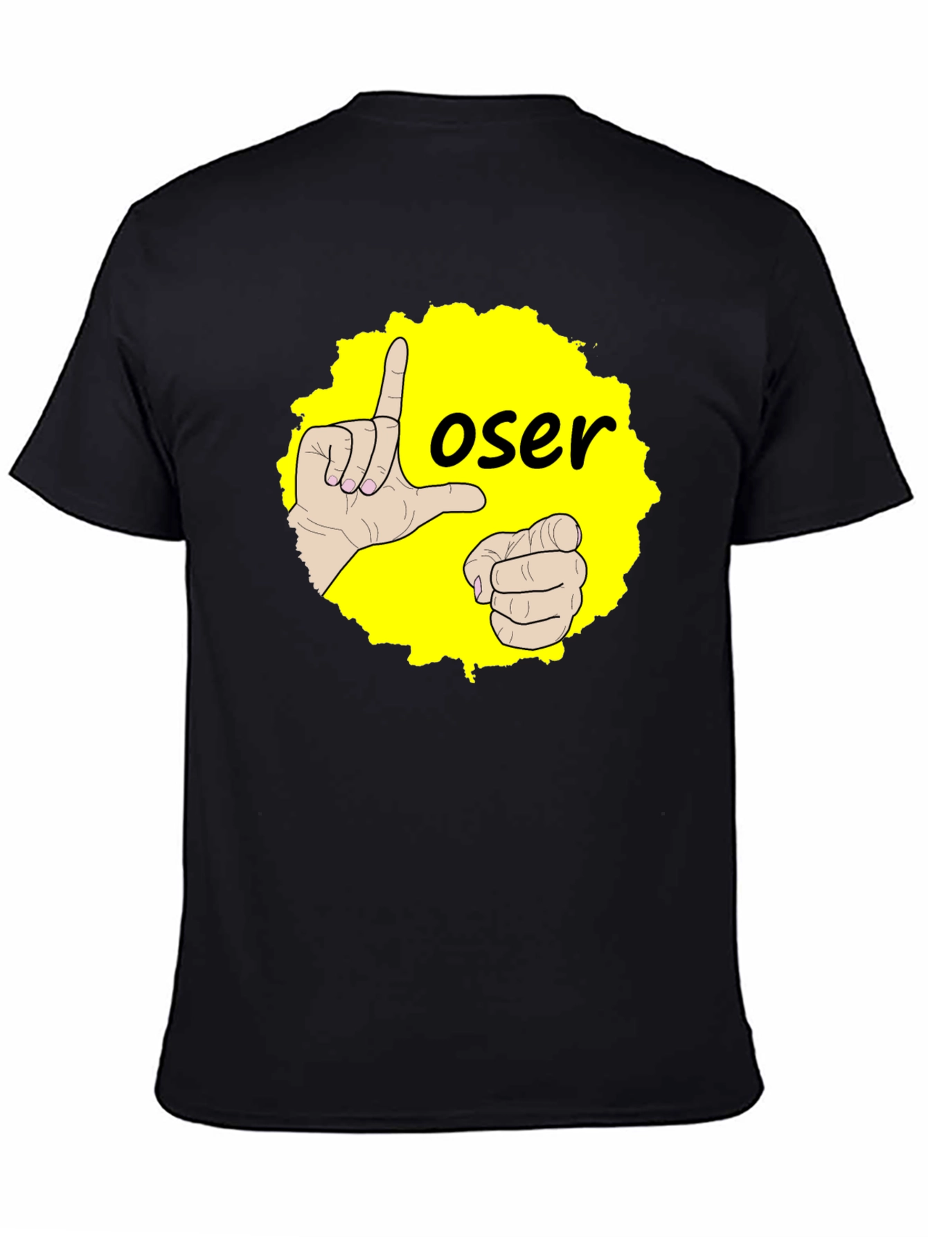 Funny Loser Hand Gesture Graphic Tee - Black