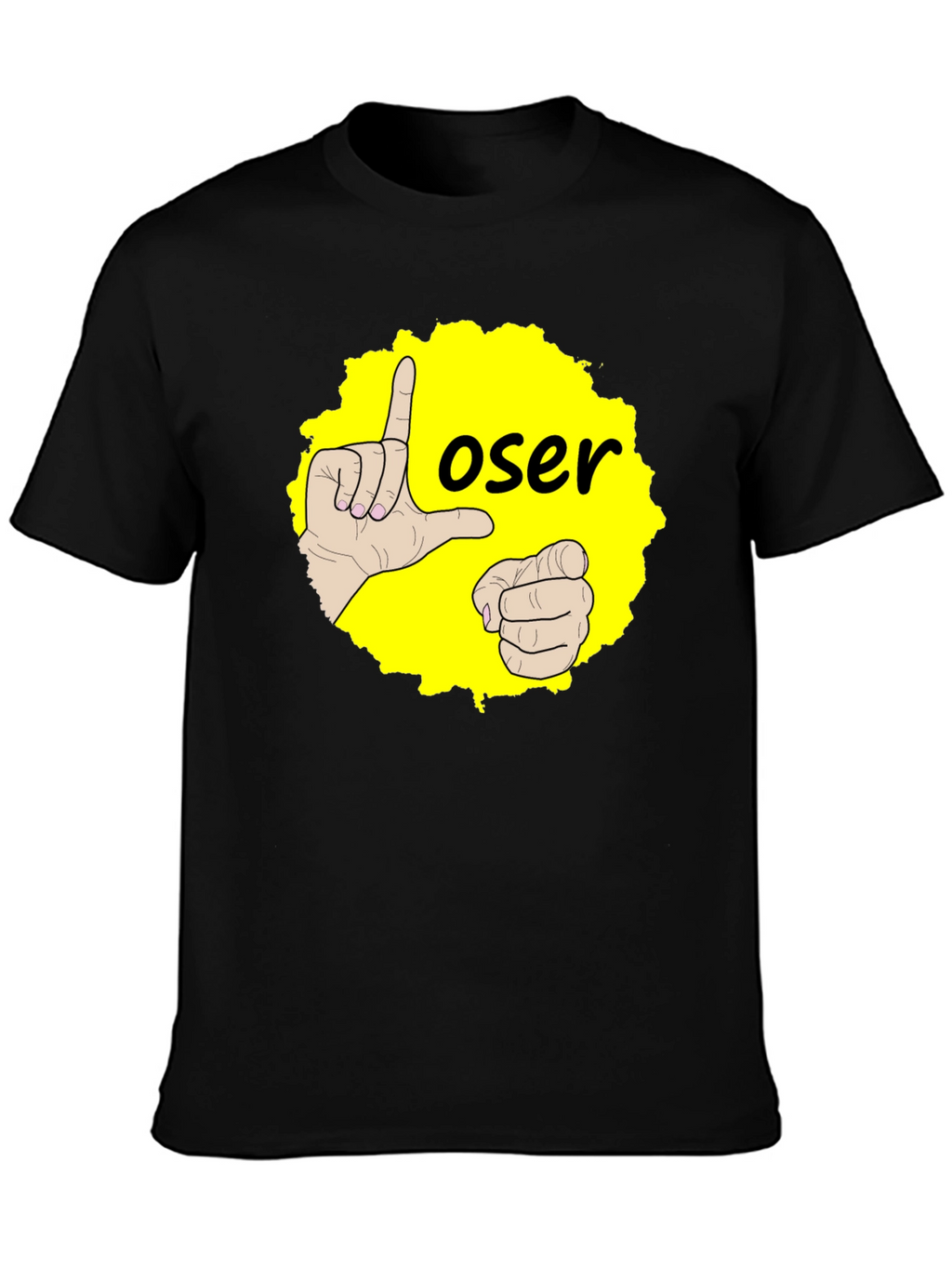 Funny Loser Hand Gesture Graphic Tee - Black