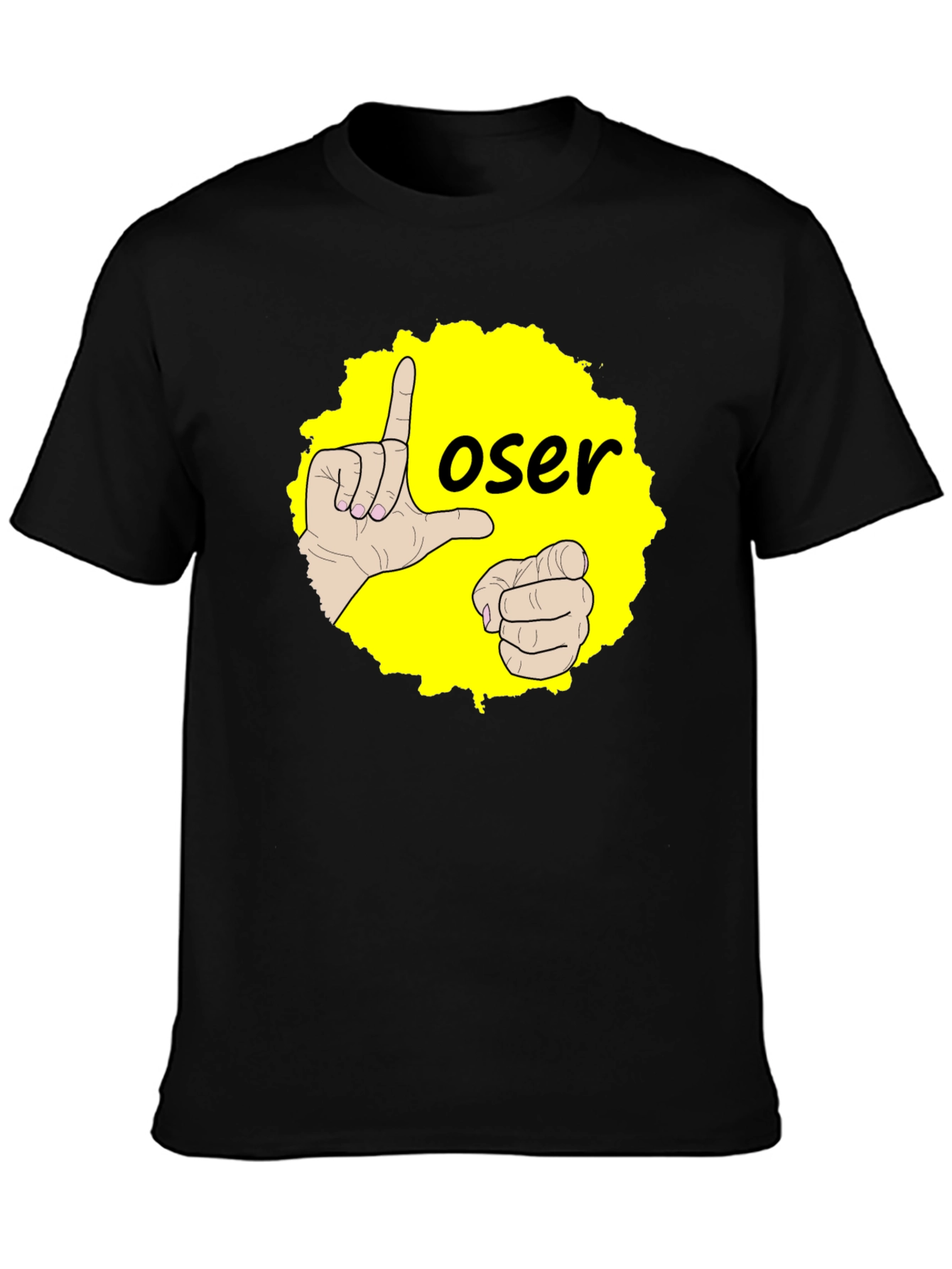 Funny Loser Hand Gesture Graphic Tee - Black