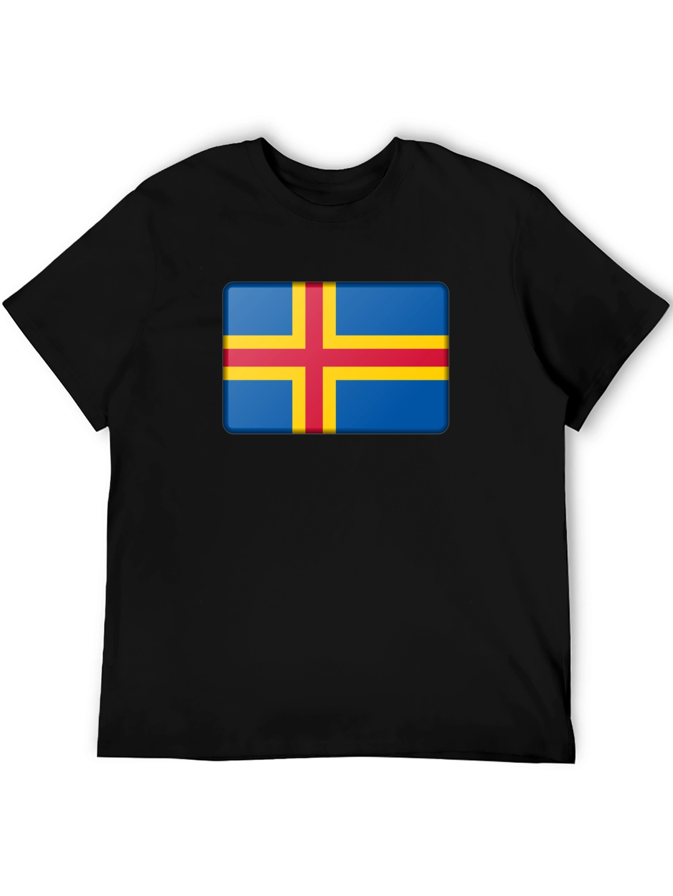 Aland Islands Flag T-Shirt - Blue Red Yellow