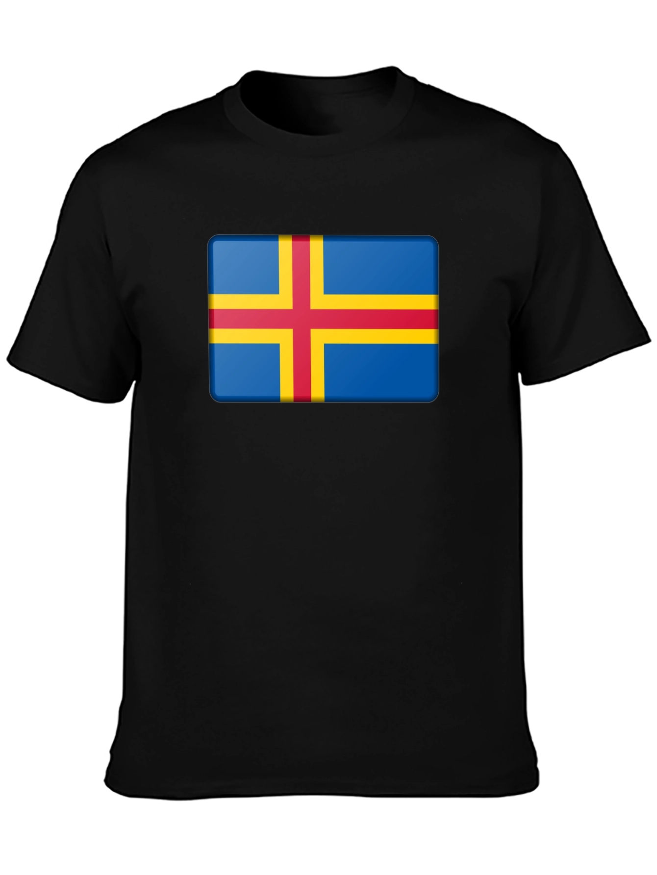 Aland Islands Flag T-Shirt - Blue Red Yellow