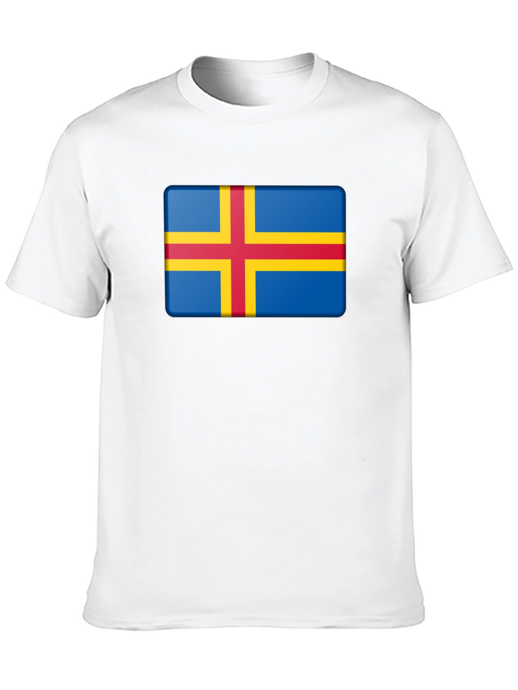 Aland Islands Flag T-Shirt - Blue Red Yellow