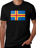 Aland Islands Flag T-Shirt - Blue Red Yellow